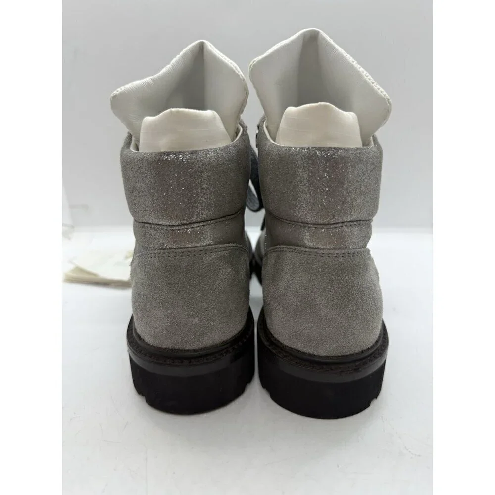 NWT Brunello Cucinelli Kids Color Block Ankle Length Lace Up Leather Boots Sz 2
